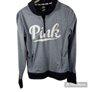 Victoria's Secret PINK Activewear Quarter-Zip Gray & Black Jacket Size S